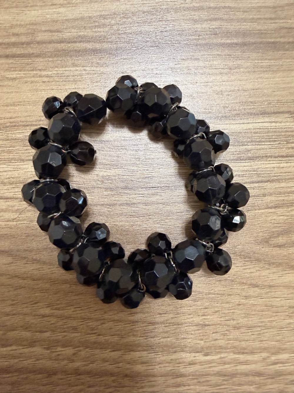 Cato Black Faceted Cluster Stretch Bracelet